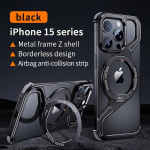 Metallist magnetiline telefoni&uuml;mbris iPhone'i 13 14 15 16 Pro Max jaoks alumiiniumist alusega telefoni kaane tugi juhtmevaba laadimise sulamist hoidiku kest iPhone 16 Pro Max must