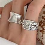 17KM 2 TK S&otilde;rmus naistele Ehted Lai, Lihtne Avatud Vintage K&auml;sitsi Valmistatud S&otilde;rmus Allergia jaoks S&uuml;nnip&auml;evakingitus resizable