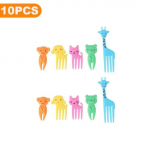 10 tk/komplekt loomapuuviljakahvel Bento l&otilde;unas&ouml;&ouml;k toidukvaliteediga plastikust minimultika lastele koogid puuviljad hambaork Bento tarvikud peokaunistus A set