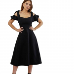 Naiste moe rihm, mullvarrukad, &uuml;he kaelusega langevad &otilde;lgade &otilde;htukleit keskmise pikkusega vabaaja kleidid XS must