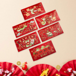 6 Pieces Chinese Year Red Envelopes Hong Bao Easy to Use Lovely Spring Festival Supplies