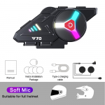 Bluetooth 5.3 kiivrik&otilde;rvaklapid Y70 RGB valgusmotokiivri peakomplekt IPX6 veekindel tugi kahe telefoni samaaegseks &uuml;hendamiseks