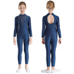 T&uuml;drukute l&auml;ikiv Rhinestones V&otilde;imlemine Jumpsuit Keyhole Back Ballet Jersey Jazz Tantsu trikoo Iluuisutamine Unitard tantsuriided 5-6 Years tumesinine v&auml;rv