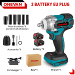 ONEVAN 520N.M harjadeta elektriline l&ouml;&ouml;kmutriv&otilde;ti 1/2-tolline juhtmeta kuuskantpistikukomplekt Kruvikeeraja Elektrit&ouml;&ouml;riist Makita 18V aku jaoks 2 Battery-12pcs Set