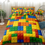 M&auml;nguasjaprindiga voodipesukomplekt Dot Ehitusklotsid Lohjakate Laste Poiste Voodikate V&auml;rvikad tellised M&auml;ng Voodipesu Tekikottide komplekt 135X200cm-2pcs