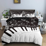 Muusikam&auml;rkide Voodipesukomplekt Tekikoti Komplekt Klaveriklahvide Klaviatuuri Voodikomplekt Klassikalise Muusika Meloodia Tekikate Lastele Poistele T&uuml;drukutele 140x210cm 2pcs