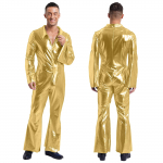 Meeste 70ndate diskokost&uuml;&uuml;m, l&auml;ikiv metallik Unitard Zentai lukuga body, &uuml;hes t&uuml;kis kombinesoonid M