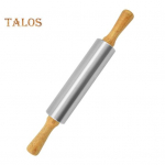 Roostevabast terasest taignarull pitsataina k&uuml;psetamiseks, leivapiruka kondiitritooted, puidust k&auml;epidemetega Reguleeritava paksusega k&ouml;&ouml;git&ouml;&ouml;riistad 38cm