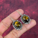 Tiger's Eye 925 t&auml;ish&otilde;bedast k&otilde;rvar&otilde;ngad, k&auml;sitsi valmistatud v&auml;&auml;riskividest k&otilde;rvar&otilde;ngad, kingitus emale antiikehted 1.85 Inches kollane