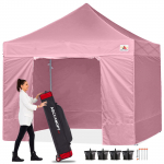 ABCCANOPY Tarp-telk katuse ja 4 k&uuml;ljekardinaga K&uuml;ljel 1 ukseleht &Uuml;hendatud suure 3 reguleeritava postiga Sisaldab rattaid K&otilde;rge tugevus One-Touch post, (3 roosa