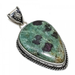 Ruby in Fuchsite Handmade Ethnic 925 Sterling Silver Pendant 2.36 N3a41