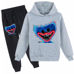 Lastele 3D kapuutsiga komplekt Huggy Wuggy Pulloveriga dressikas Poppy Playtime Laste kampsun+p&uuml;ksid 170cm hall