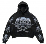 Unisex Gooti Kolju Tr&uuml;kiga Kapuutsiga Dressipluus Y2K Retro &Uuml;lem&otilde;&otilde;duline Lukuga Kapuutsiga Dressipluus Meestele Naistele Hip Hop Vabaaja Vintage Punk Dressipluus Kapuutsiga XXL
