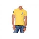 Polo Ralph Lauren SS23 Logoga Tikitud Pullover Sirge L&otilde;ikega L&uuml;hikeste Varrukatega Polo S&auml;rk Meeste Topid Kollane 710697457-049 M