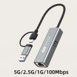 5000Mbps juhtmega v&otilde;rgukaardiadapter USB/C-t&uuml;&uuml;pi RJ45-ks adapter 100/1000/5000Mbps RJ45 Lan Gigabit Converter s&uuml;learvuti jaoks Win 8/7/10