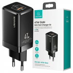 Usams Ład. Siec. T41 Usb-C+Usb Gan 47Wpd+Qc (Only Head) Fast Charging Czarny/Black Cc137Tc01 (Us-Cc137)