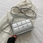 Lihtne naiste &otilde;lakott, PU-nahast ruuduline Crossbody v&auml;ike kandiline rahakott 20.5*7*12cm valge