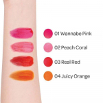 YADAH Ole Minu Huulev&auml;rv (4 v&auml;rvi) 4g, Wannabe Pink/ Virsikukorall/ T&otilde;eline Punane/ Mahlane Oranž, Niisutav, Korea Kosmeetika, Kbeauty Real Red