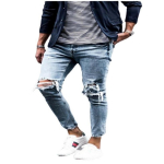 P&uuml;ksid Vabaaja Rebitud P&uuml;ksid Pikad Meeste Rebitud Hip Hop Alusp&uuml;ksid Denim Mootorratturi P&uuml;ksid Punk Sirged Rebitud Kitsad Teksad Mitmek&uuml;lgsed Alusp&uuml;ksid L helesinine v&auml;rv