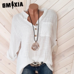 GMXIA naistemood vabaaja &uuml;hev&auml;rvilise tr&uuml;kiga pikkade varrukatega POLO kaelusega pluusid ja s&auml;rgid S