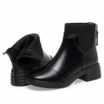 Talvine soojad elegantsed libisemisvastased keskmise kontsaga paksud pehmed l&uuml;hikesed saapad naistele t&otilde;mblukuga Comfort punk stiilis poolsaapad 35(Foot22.5cm)