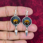 Tiger's Eye 925 t&auml;ish&otilde;bedast k&otilde;rvar&otilde;ngad, k&auml;sitsi valmistatud v&auml;&auml;riskividest k&otilde;rvar&otilde;ngad, kingitus emale antiikehted 2.36 Inches