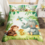 Armas ahvi voodipesukomplekt, kahekordne multifilm Banaan Stars tekikott Troopiline metsloomade puuviljade lohukott Kollane tekikate EU single(135x200cm)