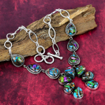 Fiesta Kingmani t&uuml;rkiissinine kaelakee, 925 tahke h&otilde;bedane kaelakee, reguleeritav kett, kalliskivist k&auml;sitsi valmistatud ehtekaelakee, kingitus s&otilde;brale