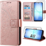 Coque de Protection - BOOLING - Samsung Galaxy A17 5G/4G - Cuir Synth&eacute;tique Mandala Rose - 2 Vitres