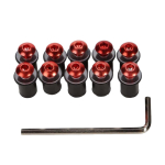 Tuuleklaasi kruvid 10 tk komplekt M5 mootorratta jaoks, kummi- ja kuuskantv&otilde;tmega M5*16mm punane