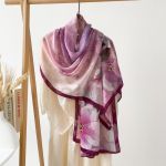 National Trend Panda ajalehe bambusest &otilde;&otilde;nes sall naistele, ploomide orhidee, bambuse ja kr&uuml;santeemidega tr&uuml;kitud siidist sall, pikk ja luksuslik sekssall 180*70cm