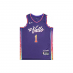 Nike Fan Edition 23-24 Booker Suns #1 Alphanumeeriline Varrukateta Korvpallivest Unisex Topp Lilla DX8516-537 XL