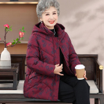 Talveriided. Puuvillaga polsterdatud jope Vanaema pikk puuvillaga polsterdatud ema kapuutsiga mantel Paksustatud puuvillaga polsterdatud jope sooja hoidmiseks 5XL
