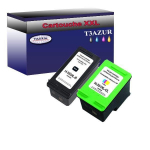 2 tk kassettide komplekt - T3AZUR - &Uuml;hildub HP 350XL/351XL - 25ml must + 18ml v&auml;rviline - K&otilde;rge kvaliteet