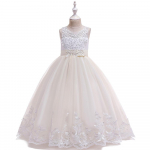 Laste Pikk Pitsist Printsessi Pulma- ja &Otilde;htukleit koos Sleifiga - Lillede T&uuml;druku Kleit 110 cm &scaron;ampanjav&auml;rvi