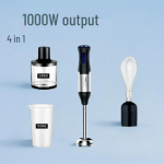 1000W Kaasaskantav 4-&uuml;hes Laste Toiduvalmistaja: K&auml;sik&auml;sitsi hakklihamasin, mahlapress, munakloppija, blender UK Plug must