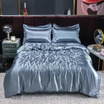 Luksuslik Siidist Satiinist Voodipesukomplekt King Queen Suurusega Voodikate Lame Linu Padjap&uuml;&uuml;r Magamiseks Kodu Dekoor Mooruspuusilgi Voodikomplektid Flat Bed Sheet&150 X200cm-3pc set