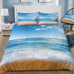 Dream NS Moodne Loodus Voodipesukomplekt 3D Digitaaltr&uuml;kk Rand Kookospalmisalu Suvine Magamistuba Tekikott Padjap&uuml;&uuml;r Voodipesukomplekt EU single(135x200cm)