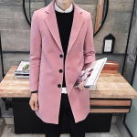 Meeste Pidulik &Uuml;herealine Figuuri j&auml;rgi &Uuml;ler&otilde;ivas Pikk Villane Jakk Pealisr&otilde;ivas Pluss XXXXL roosa