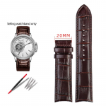 20mm 21mm Kaardus Otsaga Ehtne Nahk Kella Rihm Tissot Seiko Rossini 5793B04B 9633B04B jaoks Sisaliku Mustriga Kellariba K&auml;ev&otilde;ru 21mm