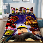 3D M&auml;ng R-Robloxes Tekikott Padjap&uuml;&uuml;r M&auml;ngustseeni Prindiga Voodipesukomplekt T&auml;iskasvanud Poiss T&uuml;druk Magamistoa Kaunistus &Uuml;hekordne Kahekordne Suur 155x220cm-3pcs