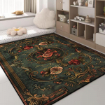 Luksuslik roheline vaip lillemustriga libisemiskindel suur elutoavaip kuldse servaga Euroopa tatamimatt pehmed magamistoavaibad pestav 60x90cm