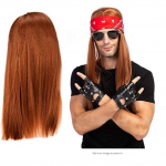 Meeste ja naiste rockikuningas disko hipi parukas karnevalipidu tantsupidu t&auml;ielik kost&uuml;&uuml;m rekvisiidid Wig+sunglasses+headscarf pruun