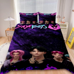 D-Demon H-Hunters Saja Boys 3tk Tekikate Komplekt K-pop Voodipesu Komplekt Tekikate &Uuml;heinimese Kuninga suurusega 2 padjap&uuml;&uuml;ri Kingitused Dekoratsioon EU Single 135x200cm