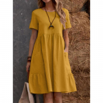Suvised retro vaba taskuga &uuml;hev&auml;rvilised &uuml;mara kaelusega naiste puuvillased linasest vabaajakleidid 3XL