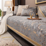 Kullatud mustriga hollandi sametdiivani katted Diivanid k&auml;ter&auml;tik libisemisvastane diivanikaitse libisemisvastane diivanitekk elutuppa, kollane serv 110x240cm