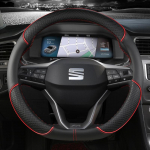 for Seat ibiza 6L 6J 6P 6F KJ1 FR Car Steering Wheel Cover PU Leather Non-slip Auto Accsesories D shape Beige