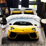 3D Prinditud Spordiauto Superauto Voodipesukomplekt 3D Prinditud Sobib Magamistuppa Tekikottikomplekt Padjap&uuml;&uuml;ridega Lapsed Kodu Tekstiil EU Single(135*200cm)3pcs