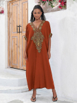 Suurused Must Tikitud Kaftan Suvine Pikk Rannakleit Naistele Kodur&otilde;ivaste Komplekt Ujumistrikoo Kate Lai Kaftan KTB One Size oranž