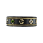 Gucci Ikoon Planeet Mesilane T&auml;ht Lukustuv Kahekordne G Muster L&auml;ikiv 18K Kuld Topaas S&uuml;nteetiline Korund S&otilde;rmus Meeste s&otilde;rmused Must 527095-J8F77-8522 11